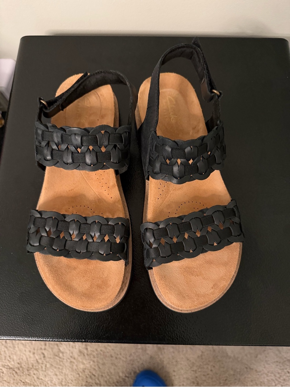 Clarks Black Braided Strap Kids Sandals